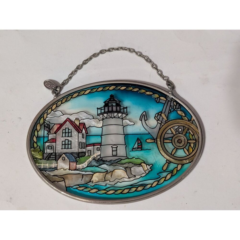Lighthouse Glass Suncatcher AMIA 4.5 in Nautical Beach Decor